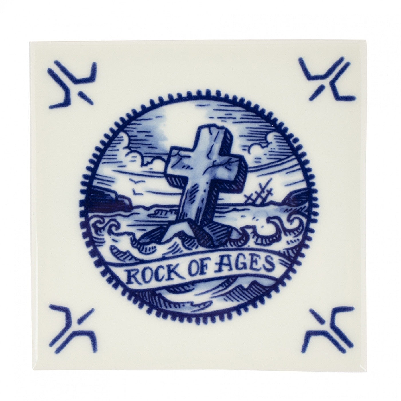 Royal Delft tegel Royal Blue Tattoo - Rock of Ages