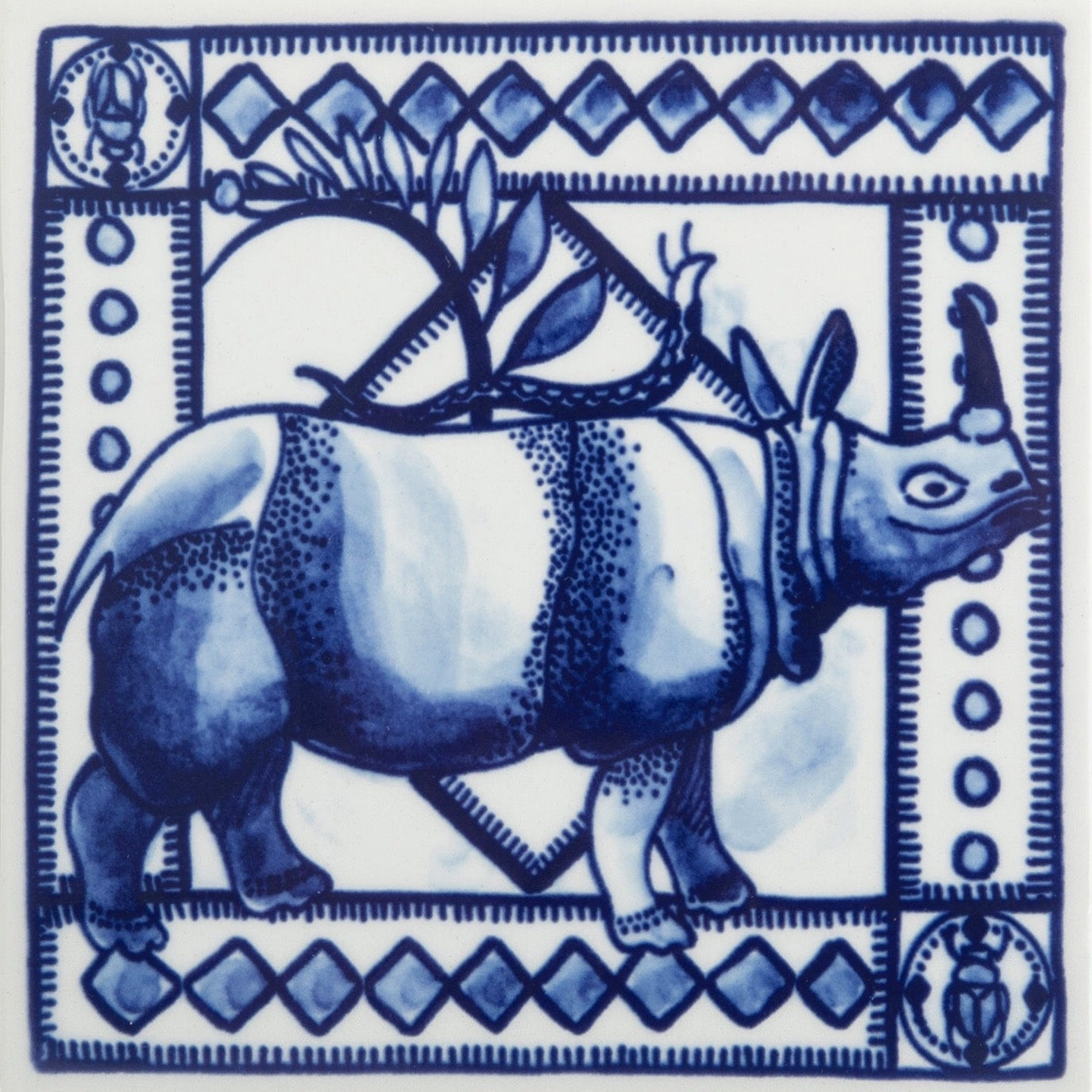 Royal Delft tegel the Extinct Animals - Dwarf Rhino