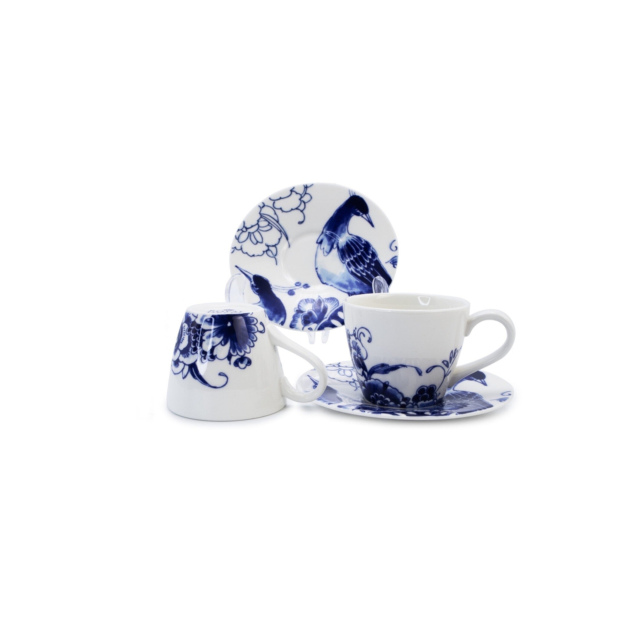 Royal Delft espressokop & schotel set van 2 - Peacock Symphony - kop & schotel set van 2