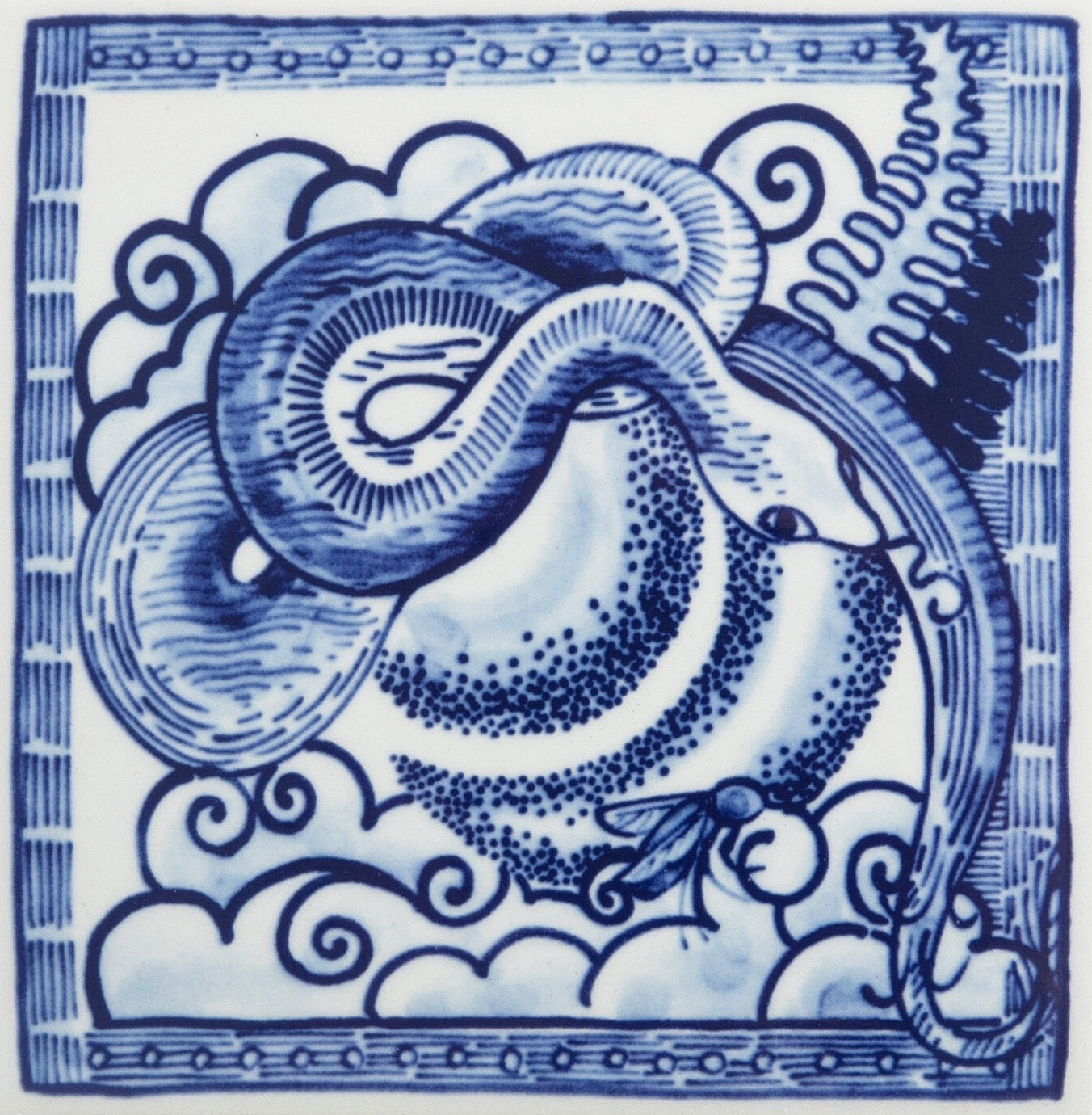 Royal Delft tegel the Extinct Animals - Queen Cobra