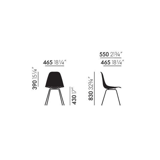 vitra Eames Fiberglass Side chair DSX - verchroomd