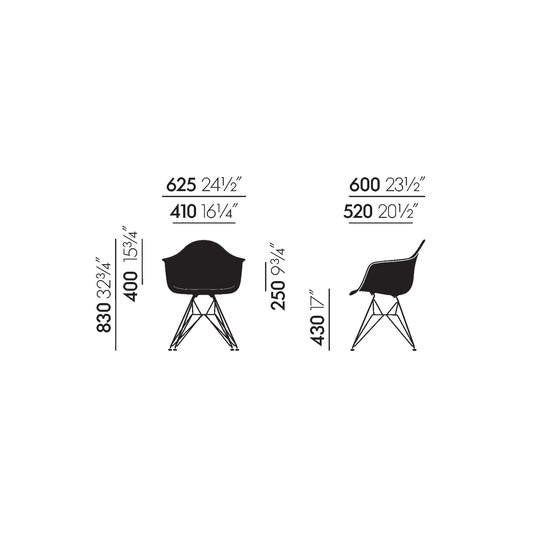 vitra Eames Fiberglass Armchair DAR - verchroomd