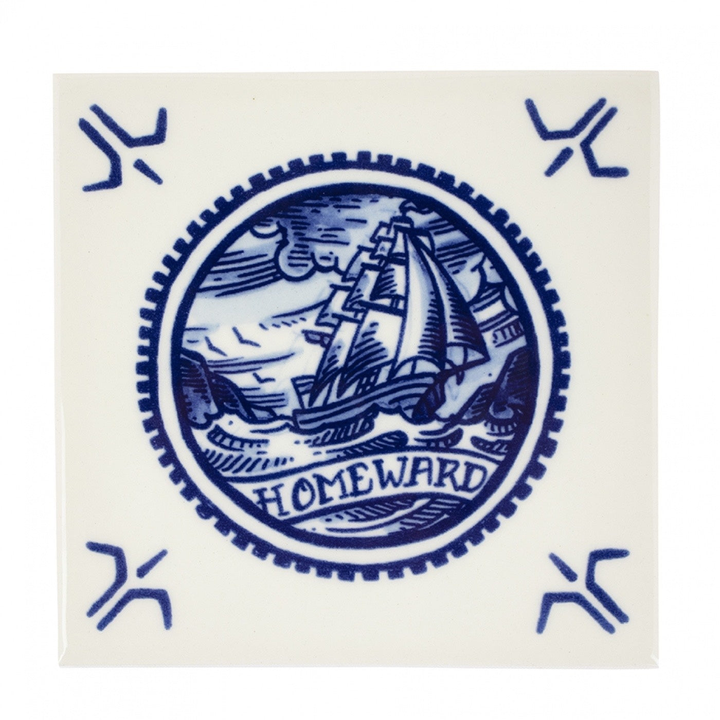 Royal Delft tegel Royal Blue Tattoo - Homeward