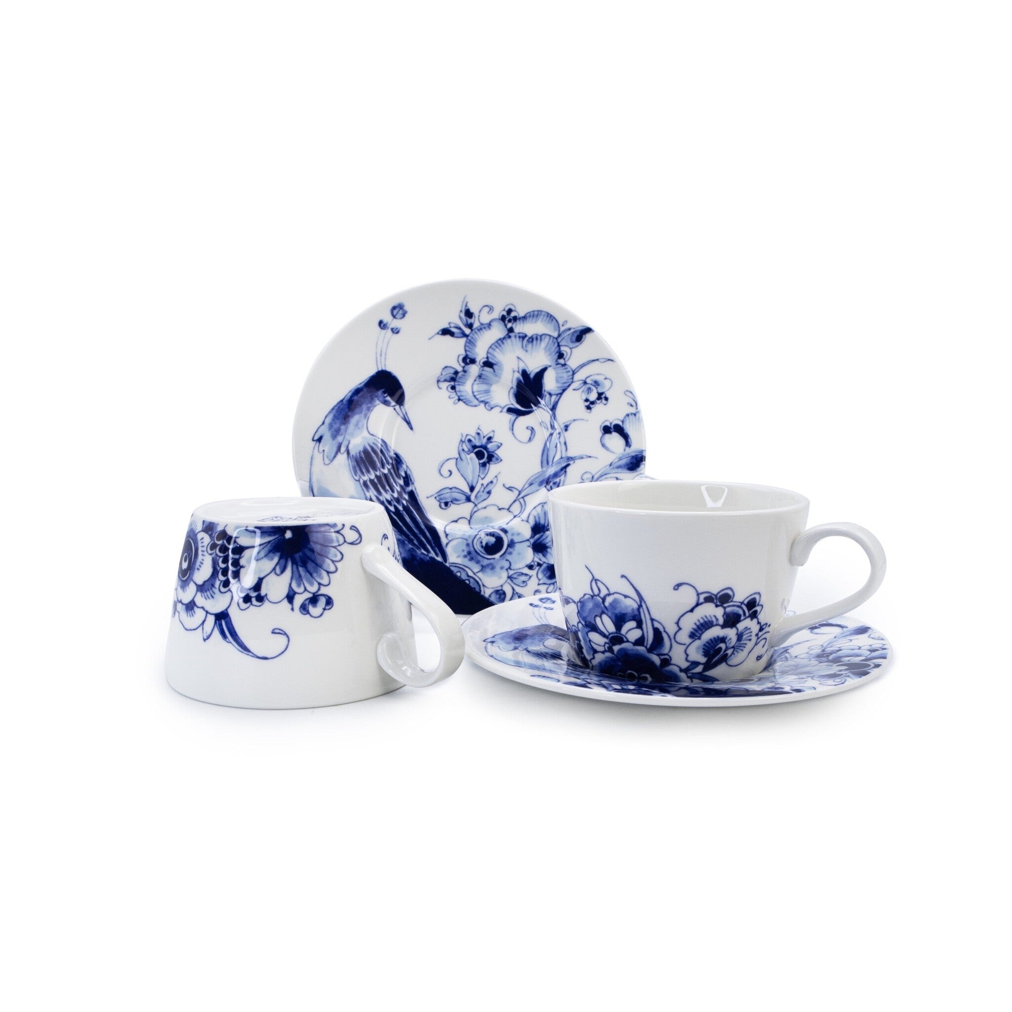 Royal Delft thee-/cappuccinokop & schotel set van 2 - Peacock Symphony - kop & schotel set van 2