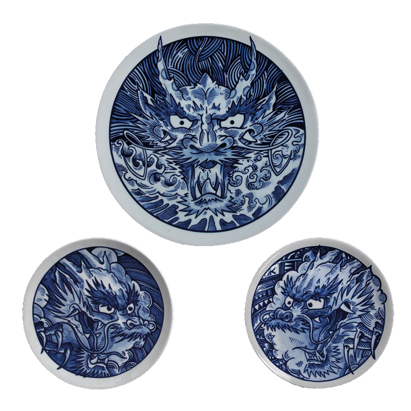 Royal Delft bord Dragon - set van 3 - Battle of the Dragon - set van 3