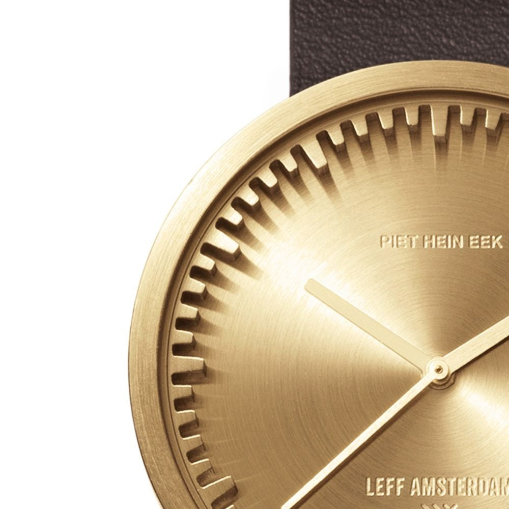 Leff Amsterdam Tube Watch D42 Horloge - Messing met Leren Band