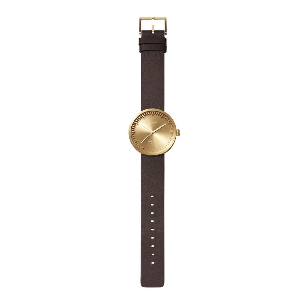 Leff Amsterdam Tube Watch D42 Horloge - Messing met Leren Band