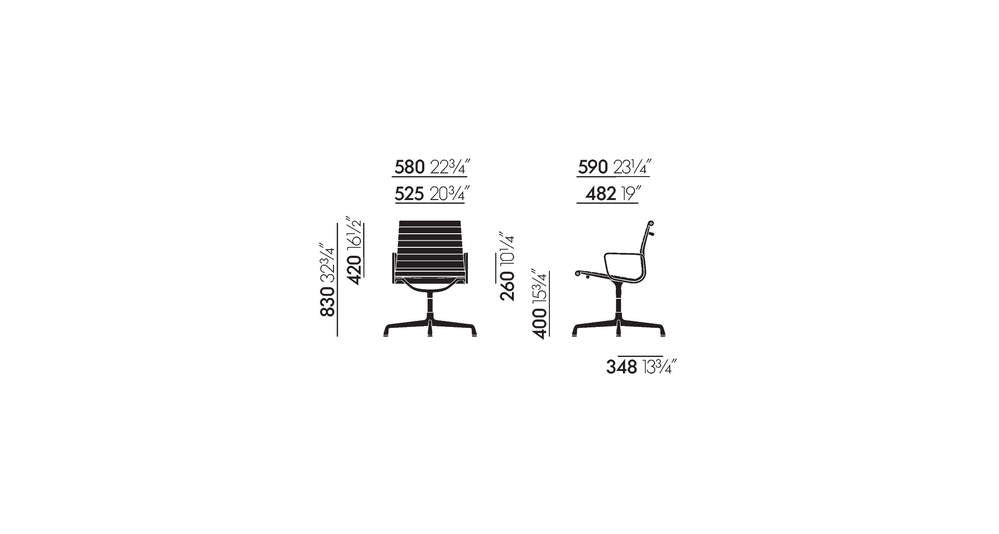 vitra Eames Aluminium Chair EA 108 - Conference - leder