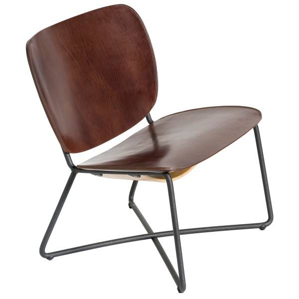 Functionals Miller Lounge chair - zwart frame - donkerbruin leder