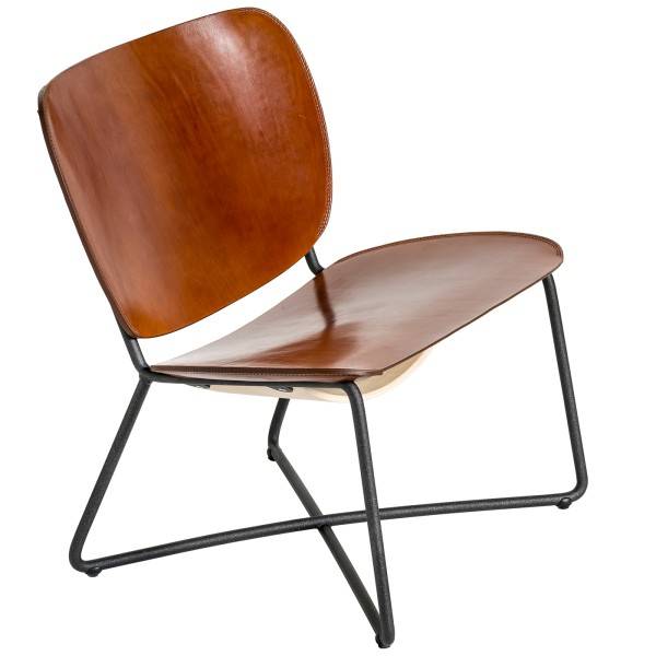 Functionals Miller Lounge chair - zwart frame - cognac leder