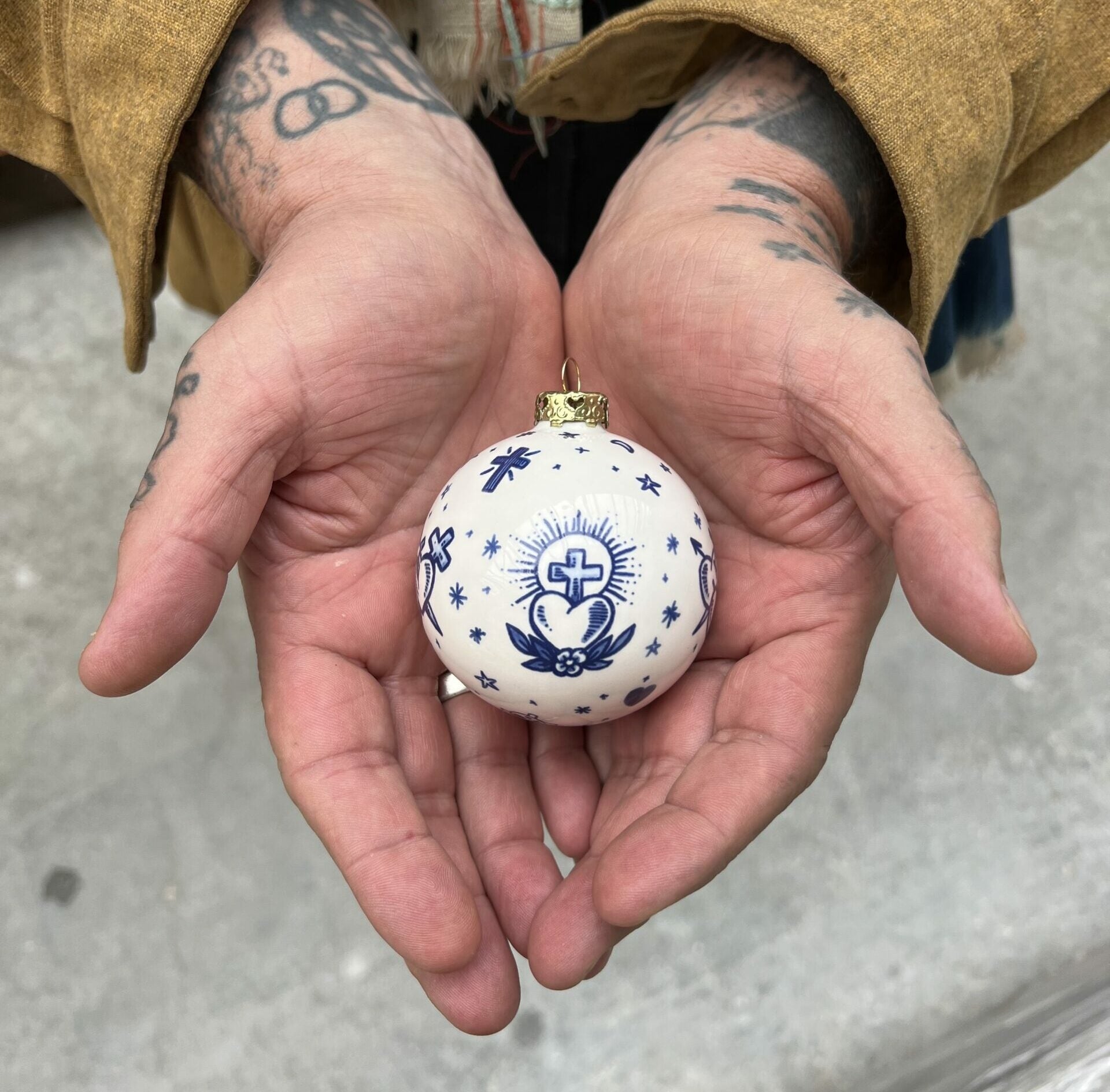 Royal Delft Schiffmacher kerstbal Royal Blue Tattoo - standaard