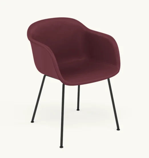 Muuto armstoel fiber - tube base - leder - fuchsia