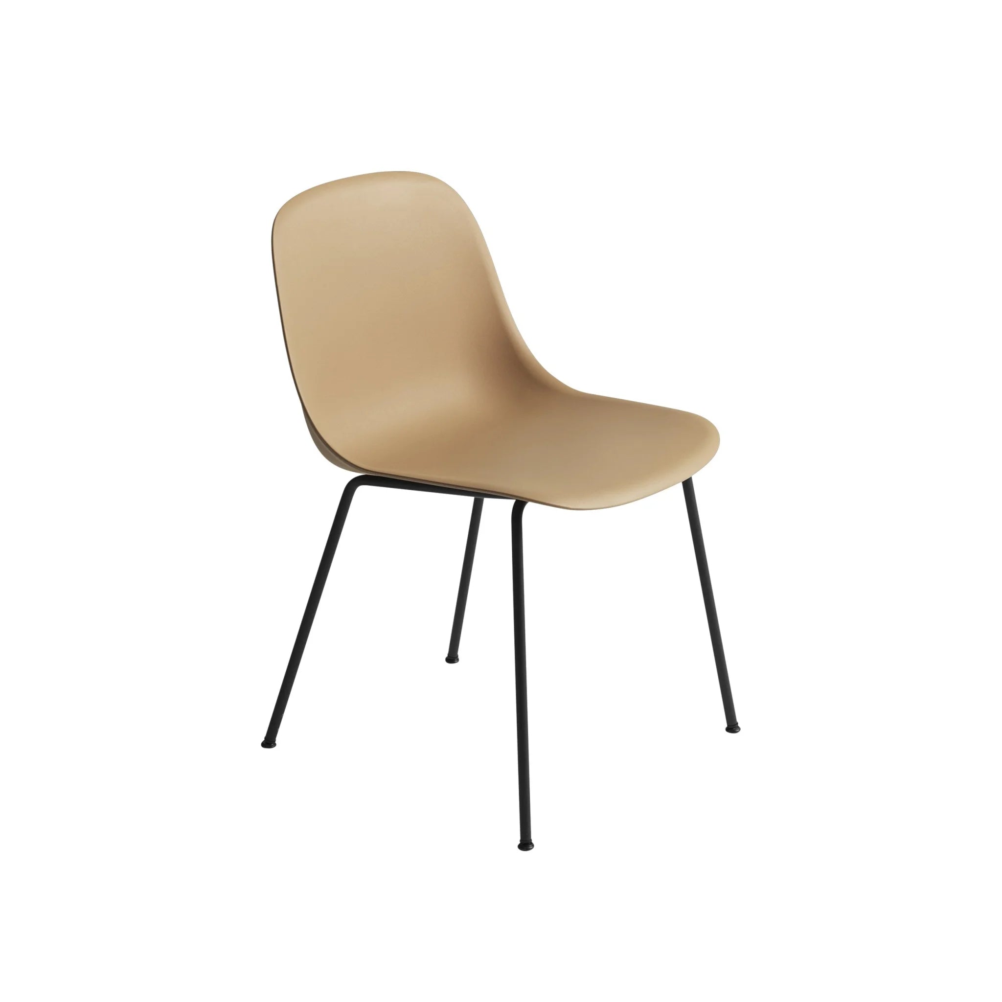 Beige fiber chair with tube base and black legs, perfect for modern interiors
