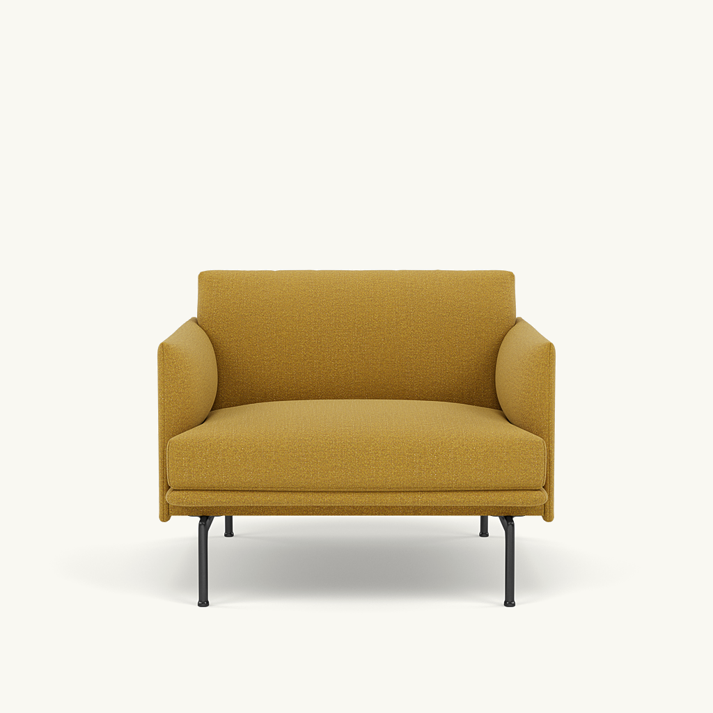 Muuto fauteuil Outline - Ecriture 470 met zwart onderstel