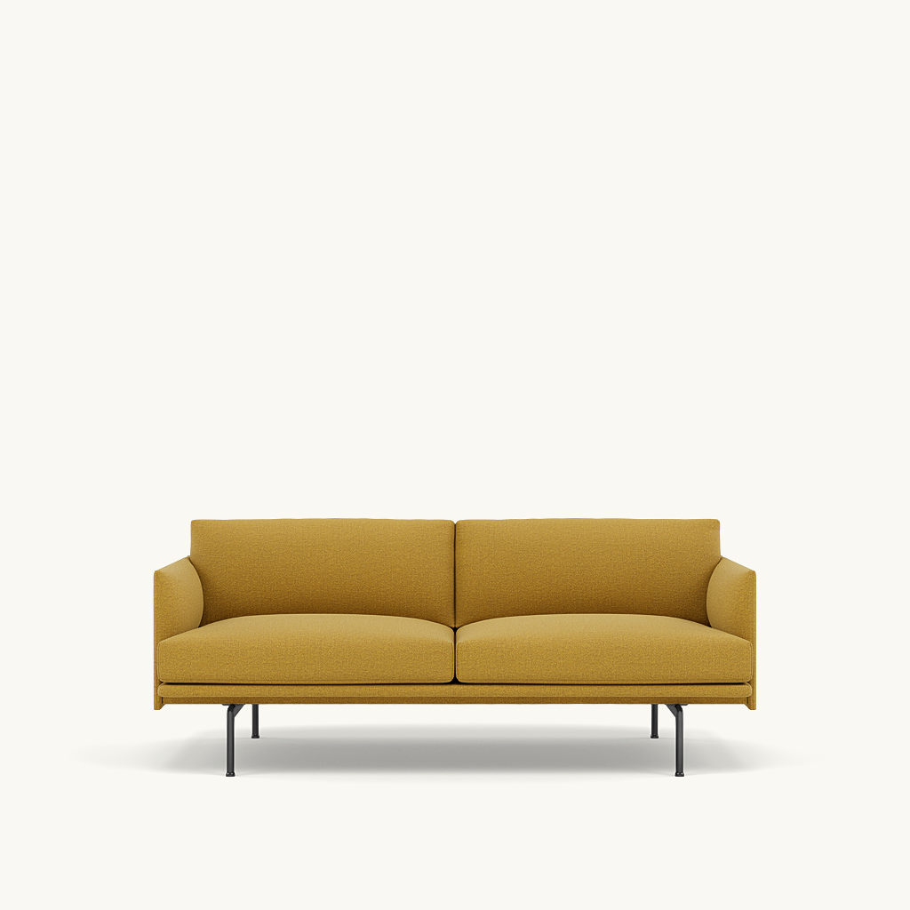 Muuto 2 zits sofa Outline - Ecriture 470 met zwart onderstel