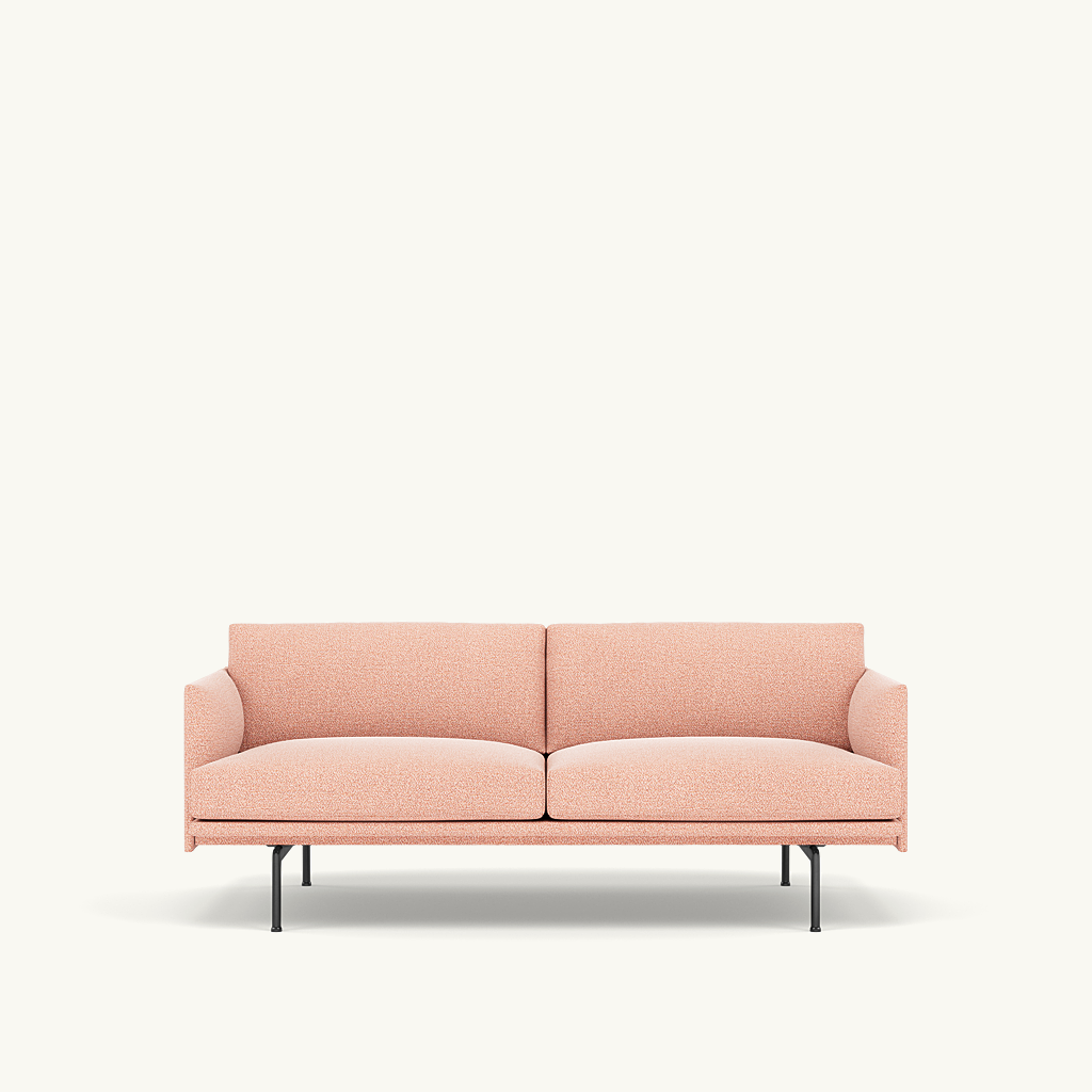 Muuto 2 zits sofa Outline - Ecriture 640 met zwart onderstel