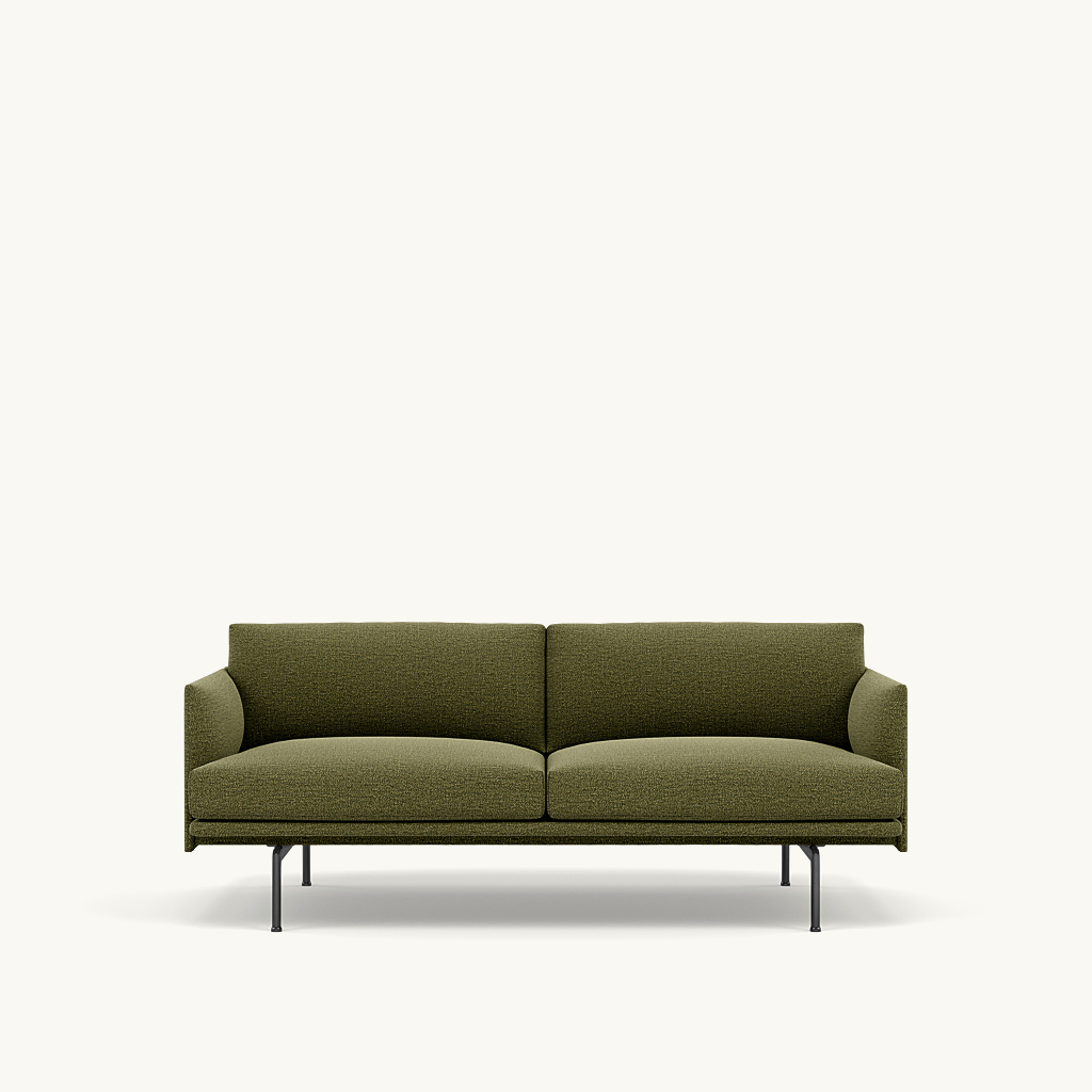 Muuto 2 zits sofa Outline - Ecriture 970 met zwart onderstel