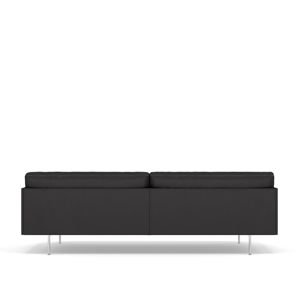 Muuto 3 zits sofa Outline - leder - Refine leder zwart met chroom onderstel