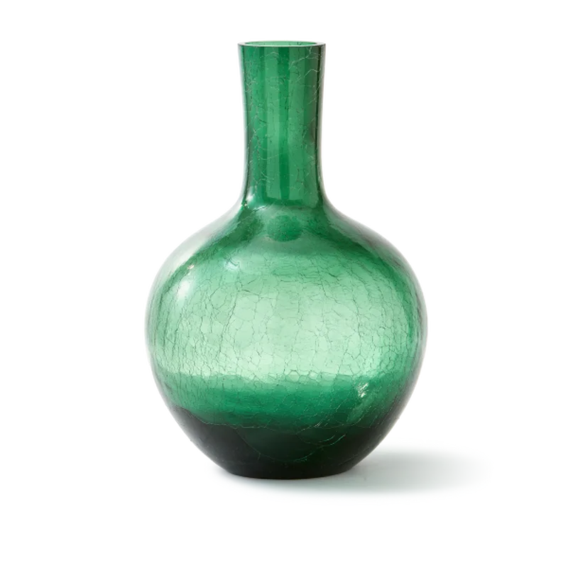 pols potten vaas Ball Body - glas crackled - Groen S