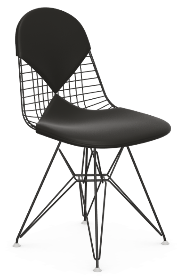 vitra Eames Wire Chair DKR-2 - leder - basic dark - nero premium