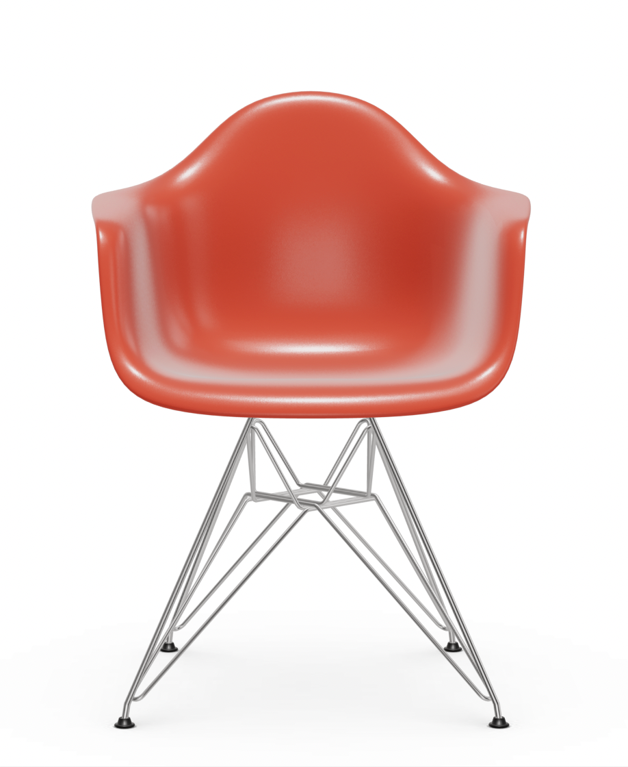 vitra Eames Plastic Armchair DAR RE - verchroomd - poppy red RE