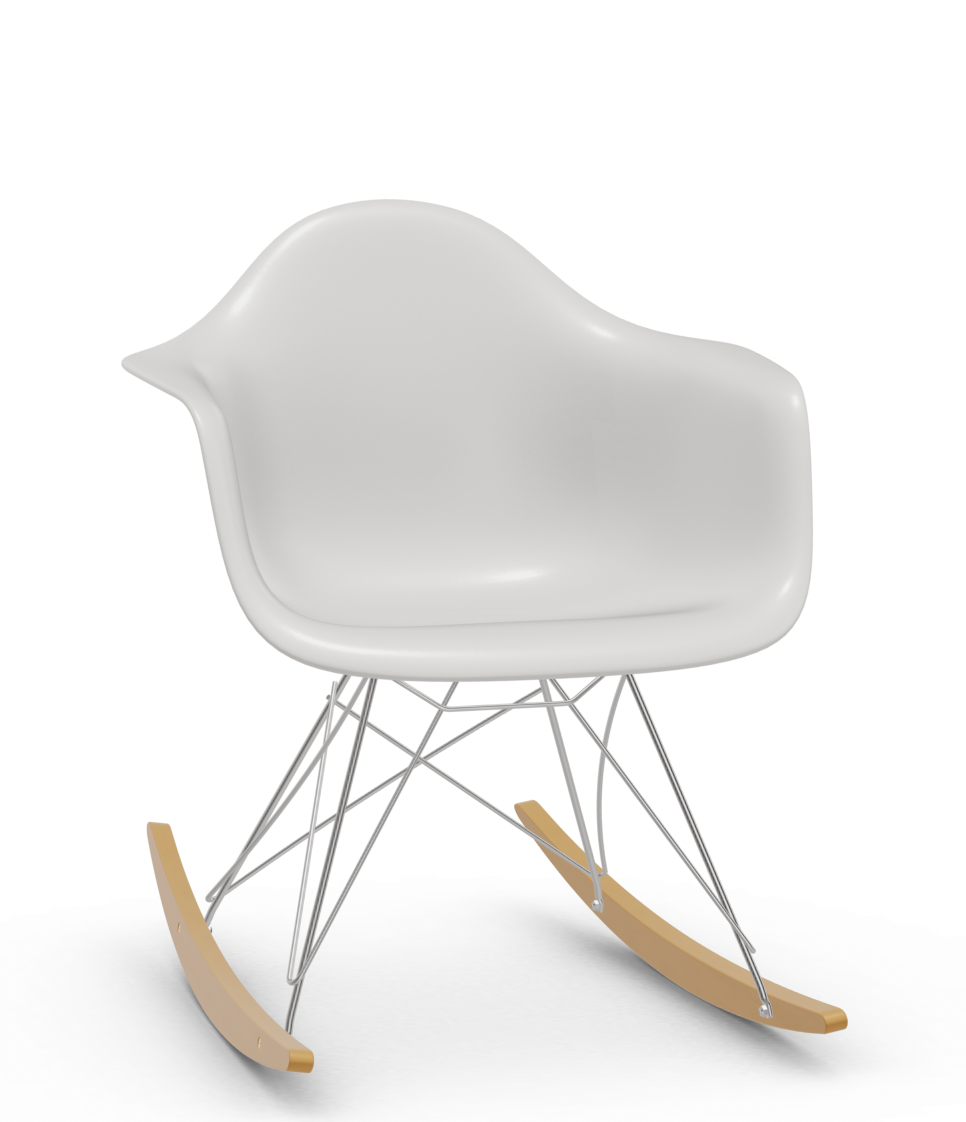 vitra Eames Plastic Armchair RAR RE - verchroomd & esdoorn licht - cotton white RE