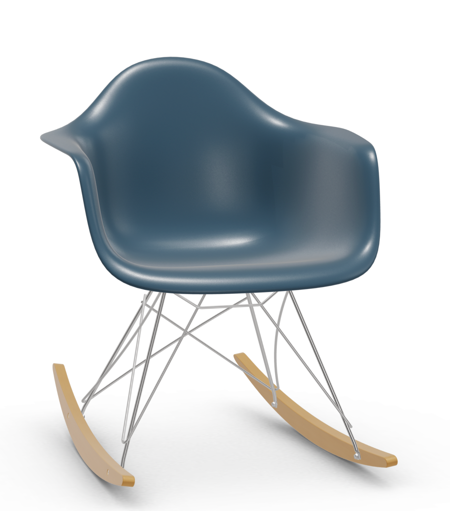 vitra Eames Plastic Armchair RAR RE - verchroomd & esdoorn licht - sea blue RE