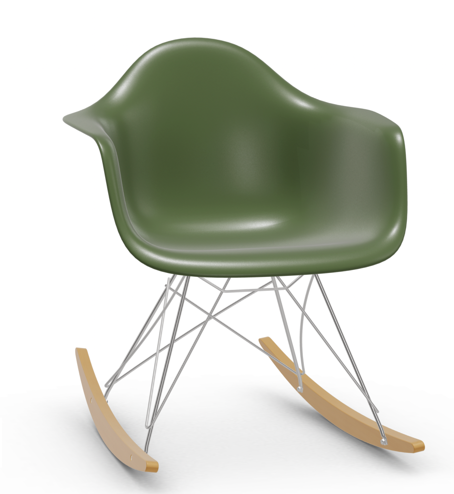 vitra Eames Plastic Armchair RAR RE - verchroomd & esdoorn licht - forest green RE