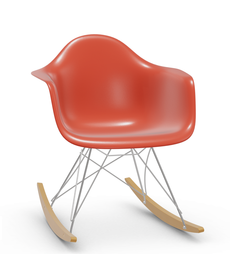 vitra Eames Plastic Armchair RAR RE - verchroomd & esdoorn licht - poppy red RE