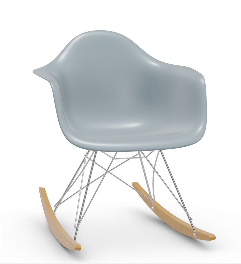 vitra Eames Plastic Armchair RAR RE - verchroomd & esdoorn licht - ice grey RE