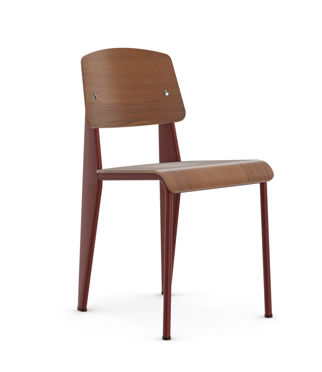 vitra stoel Standard - notenhout - Japans rood