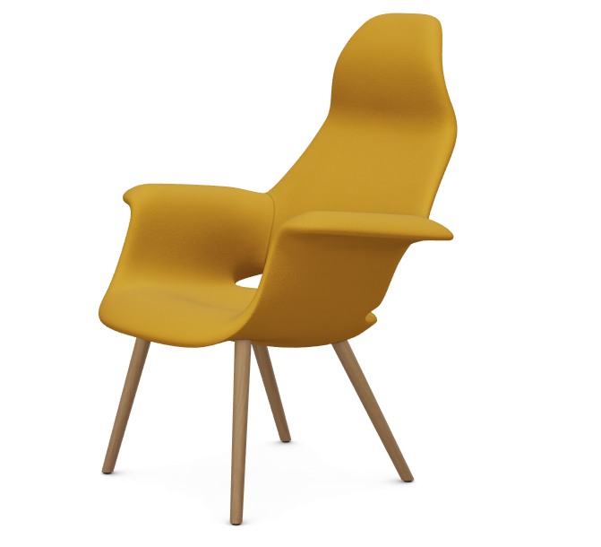 vitra fauteuil Organic Highback - onderstel essen naturel - essen naturel - Tonus dark yellow