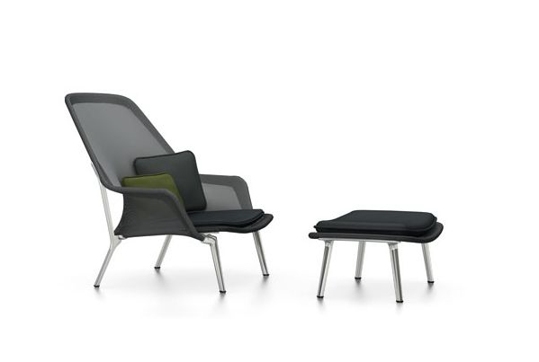 vitra fauteuil Slow Chair & ottoman - zwart