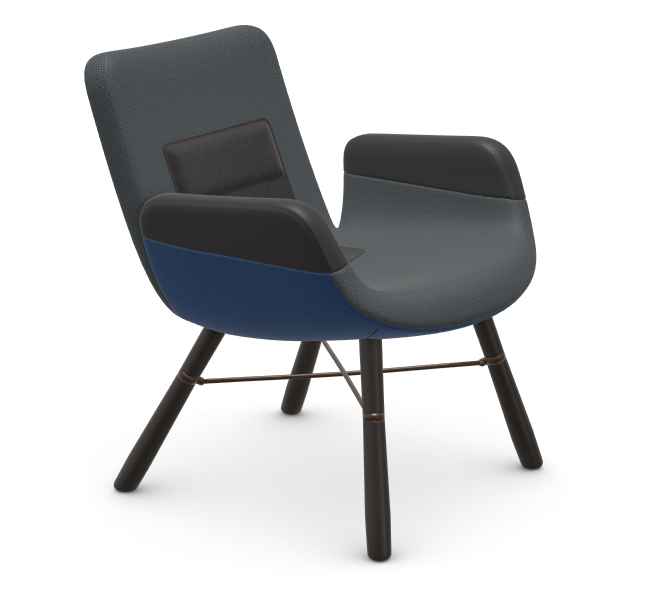 vitra East River Chair - blue mix - donker eiken