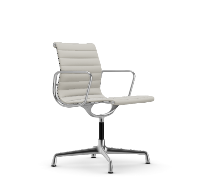 vitra Eames Aluminium Chair EA 104 - Dine - leder - snow leder - verchroomd onderstel