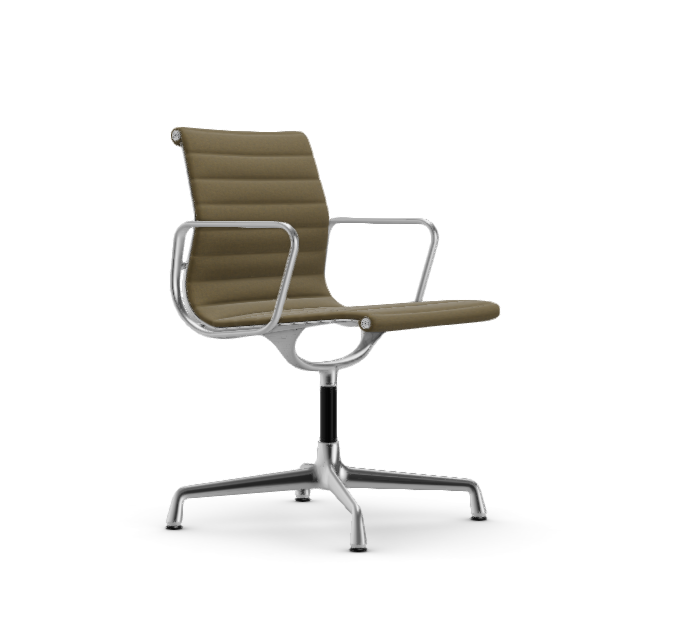 vitra Eames Aluminium Chair EA 104 - Dine - Hopsak - Hopsak dark grey/mustard - verchroomd onderstel