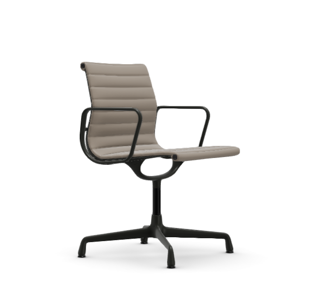 vitra Eames Aluminium Chair EA 103 - Dine - leder - sand leder - gecoat diepzwart onderstel