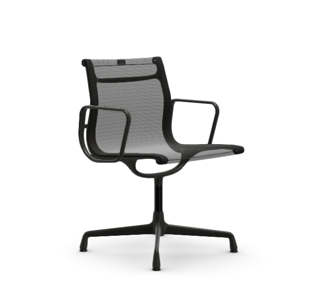 vitra Eames Aluminium Chair EA 104 - Dine - Netweave - Netweave darkgrey - gecoat diepzwart onderstel