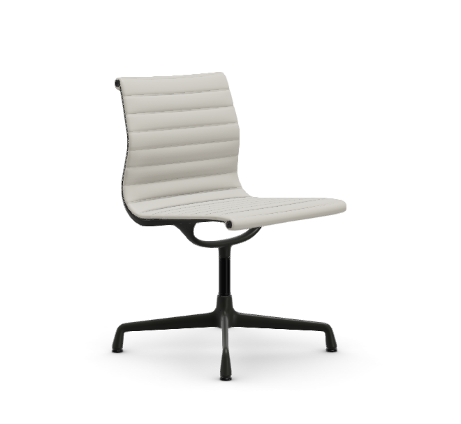 vitra Eames Aluminium Chair EA 101 - Dine - leder - snow leder - gecoat diepzwart onderstel