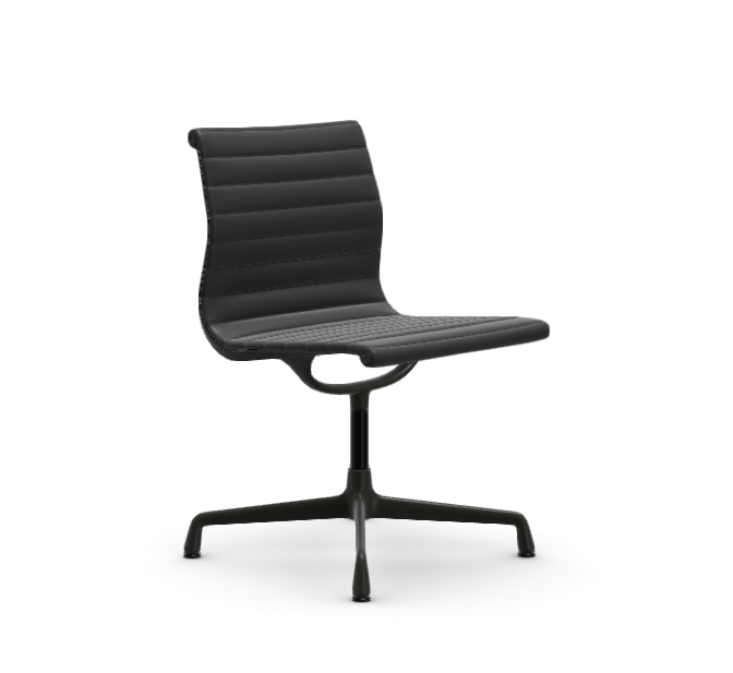 vitra Eames Aluminium Chair EA 101 - Dine - leder - nero leder - gecoat diepzwart onderstel