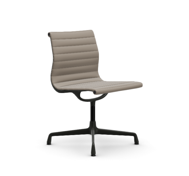 vitra Eames Aluminium Chair EA 101 - Dine - leder - sand leder - gecoat diepzwart onderstel