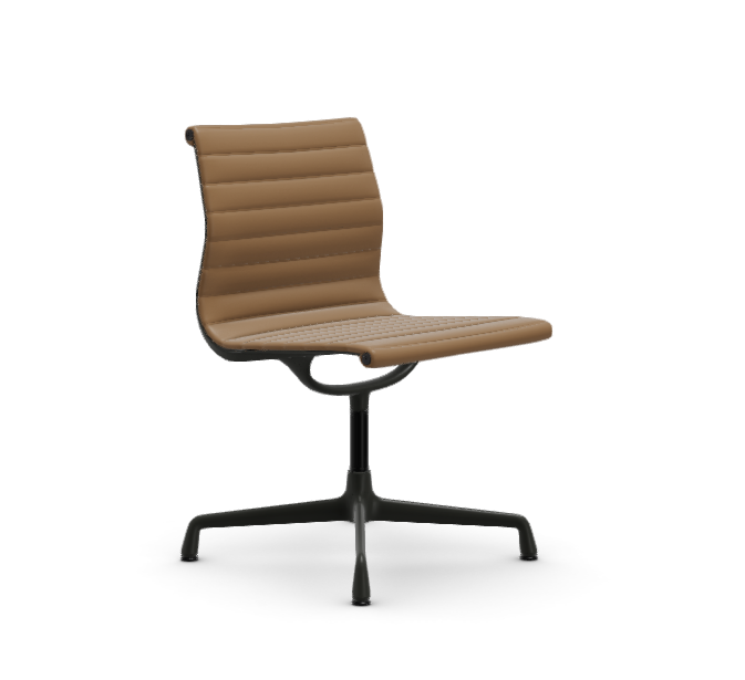 vitra Eames Aluminium Chair EA 101 - Dine - leder - camel leder - gecoat diepzwart onderstel