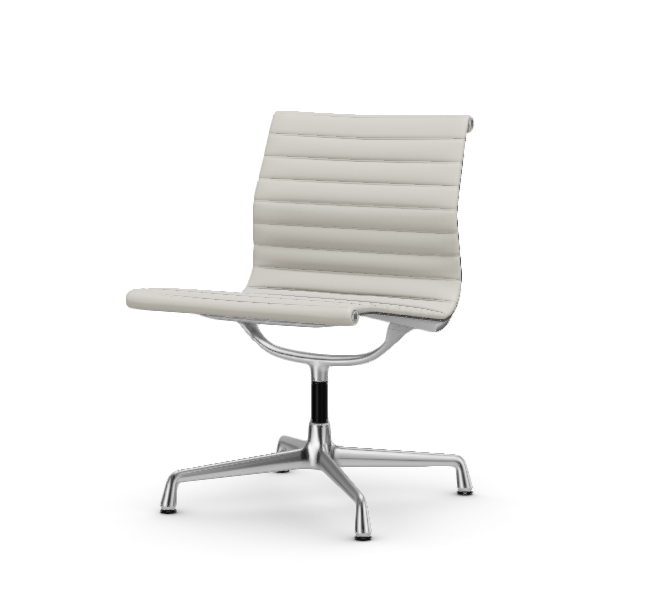 vitra Eames Aluminium Chair EA 105 - Conference - leder - snow leder - verchroomd onderstel