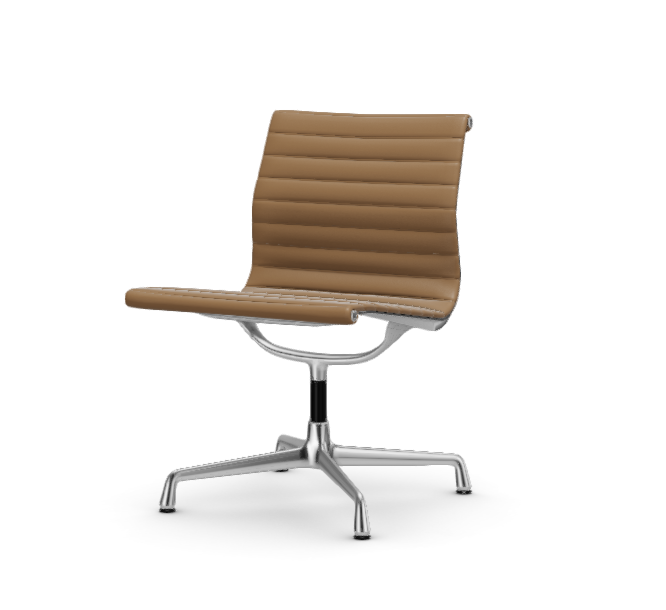 vitra Eames Aluminium Chair EA 105 - Conference - leder - camel leder - verchroomd onderstel