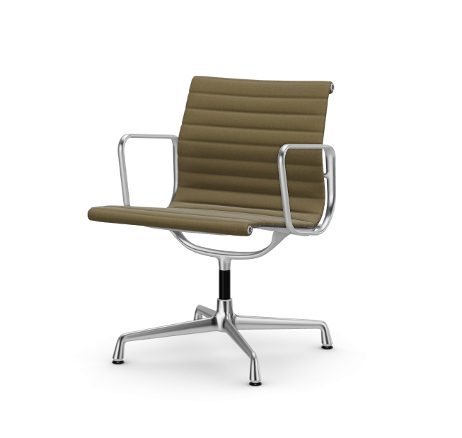 vitra Eames Aluminium Chair EA 107 - Conference - Hopsak - Hopsak dark grey/mustard - verchroomd onderstel