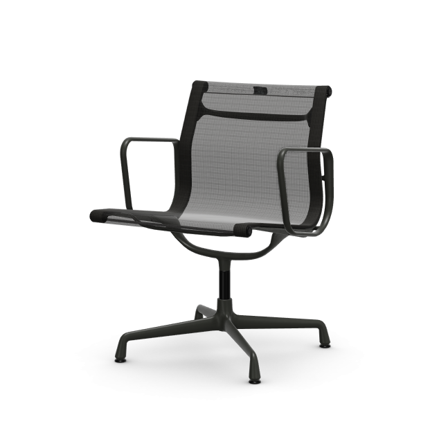 vitra Eames Aluminium Chair EA 107 - Conference - Netweave - Netweave darkgrey - gecoat diepzwart onderstel