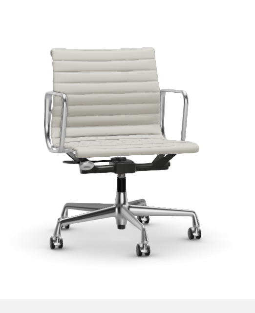 vitra Eames Aluminium Chair EA 117 - Work - leder - snow leder - verchroomd onderstel