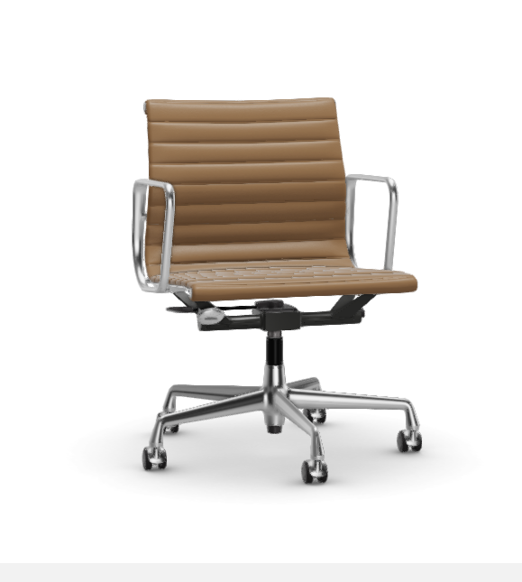 vitra Eames Aluminium Chair EA 117 - Work - leder - camel leder - verchroomd onderstel