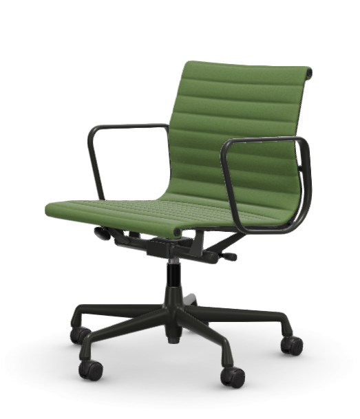 vitra Eames Aluminium Chair EA 117 - Work - Hopsak - Hopsak grass green/forest - gecoat diepzwart onderstel