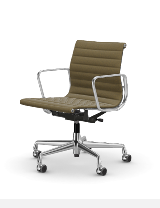 vitra Eames Aluminium Chair EA 118 - Work - Hopsak - Hopsak dark grey/mustard - verchroomd onderstel